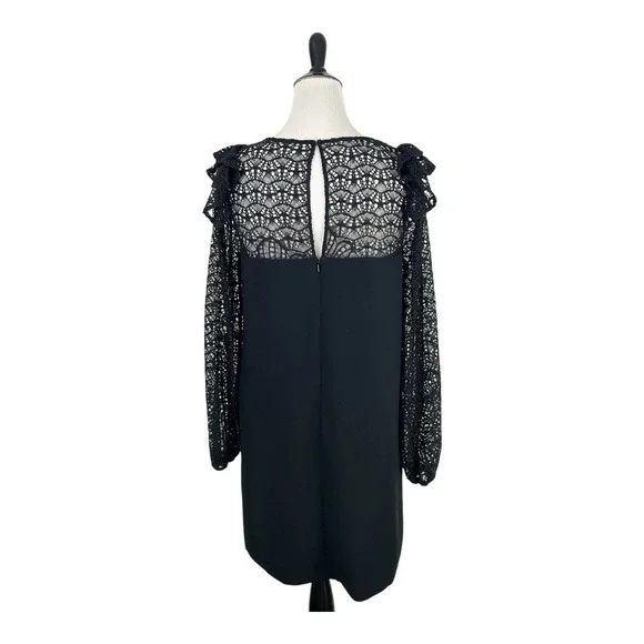 LILLY PULITZER Karolina Black Lace DRESS 12 Shift Ruffle Party Holiday Onyx - Picture 5 of 16
